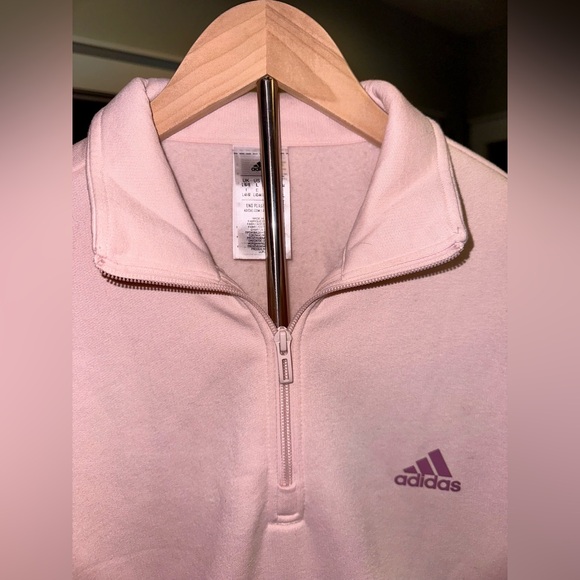EUC Women’s Adidas Half Zip Pullover Pink & Purple Stripes Size Large - Picture 5 of 8